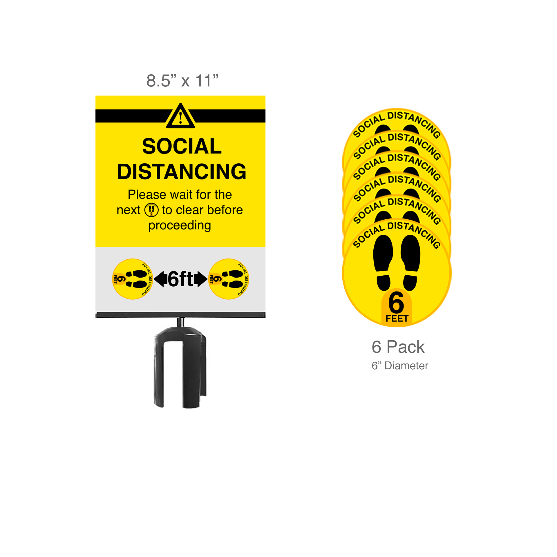 Social Distancing Stanchion Sign And Floor Decals