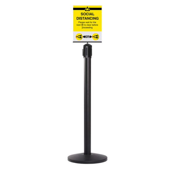 Social Distancing Sign On Stanchion 04-02-20