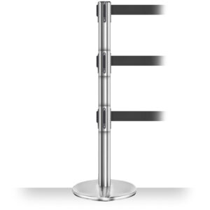 A Silver Pole With Black Straps